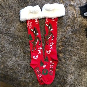 Rudolph Knee High Christmas Socks